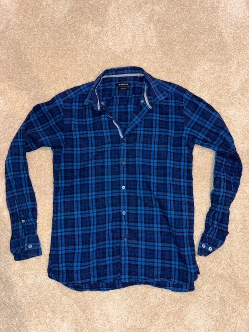 Bugatchi Shaped Fit Plaid Button-Down - Blue/Navy - Men's M